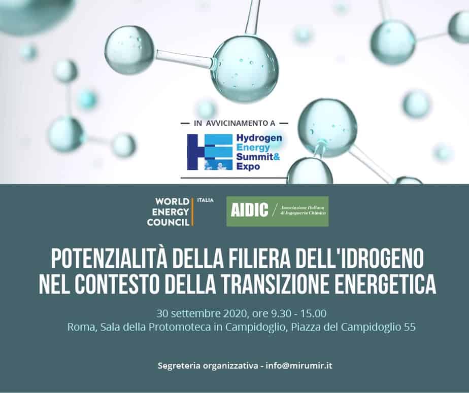 Idrogeno: il 30 settembre a Roma i protagonisti della transizione energetica alla conferenza internazionale promossa da WEC Italia e AIDIC