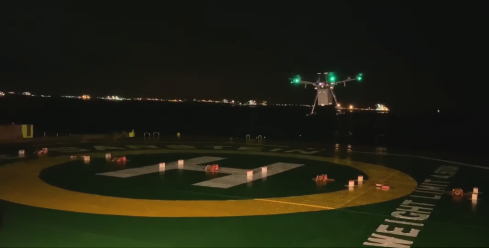 F-drones: primo delivery notturno shore-to-ship